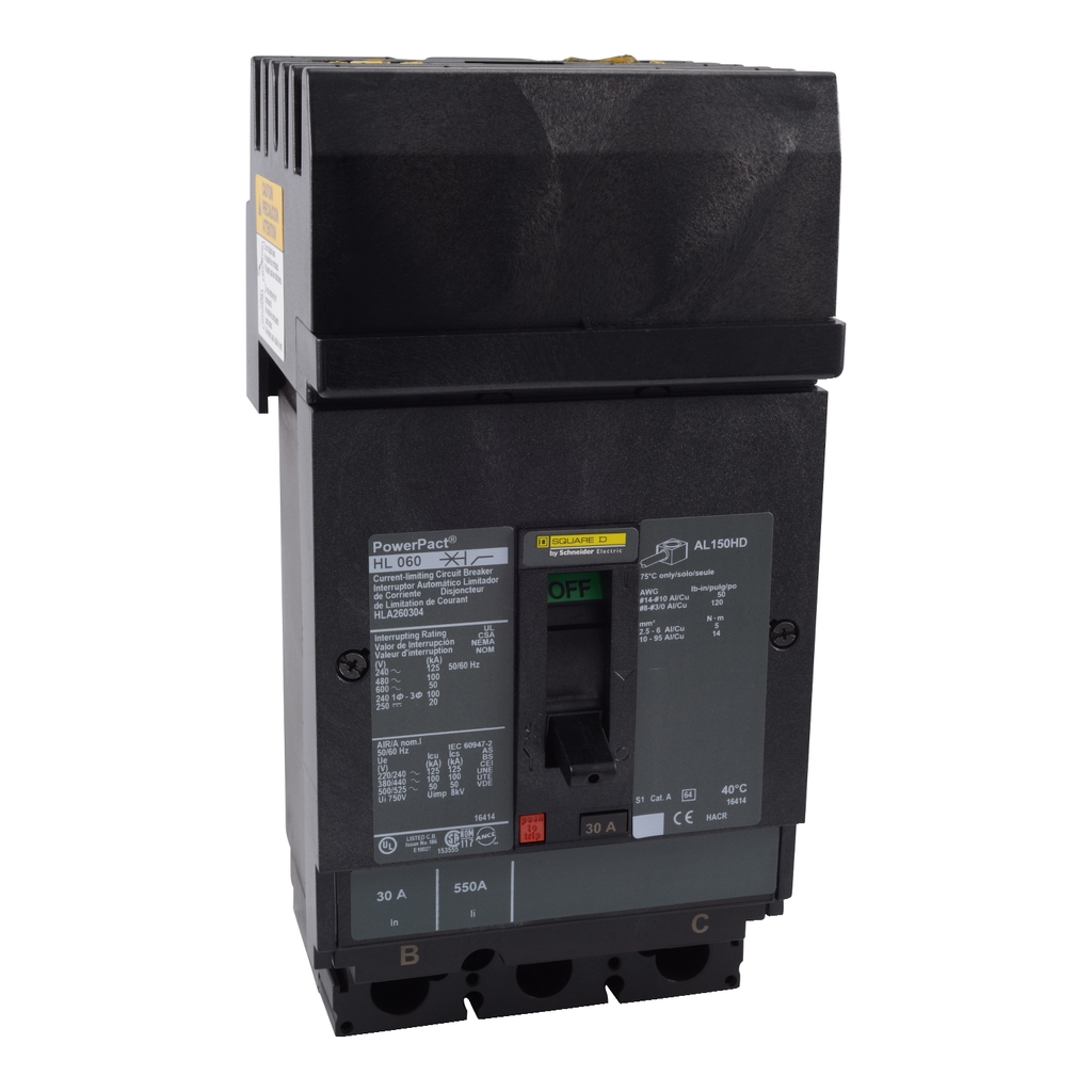 Mayer-DDS-Circuit breaker, PowerPacT H, 20A, 2 pole, 600VAC, 50kA, I-Line, thermal magnetic, 80%, AC-1