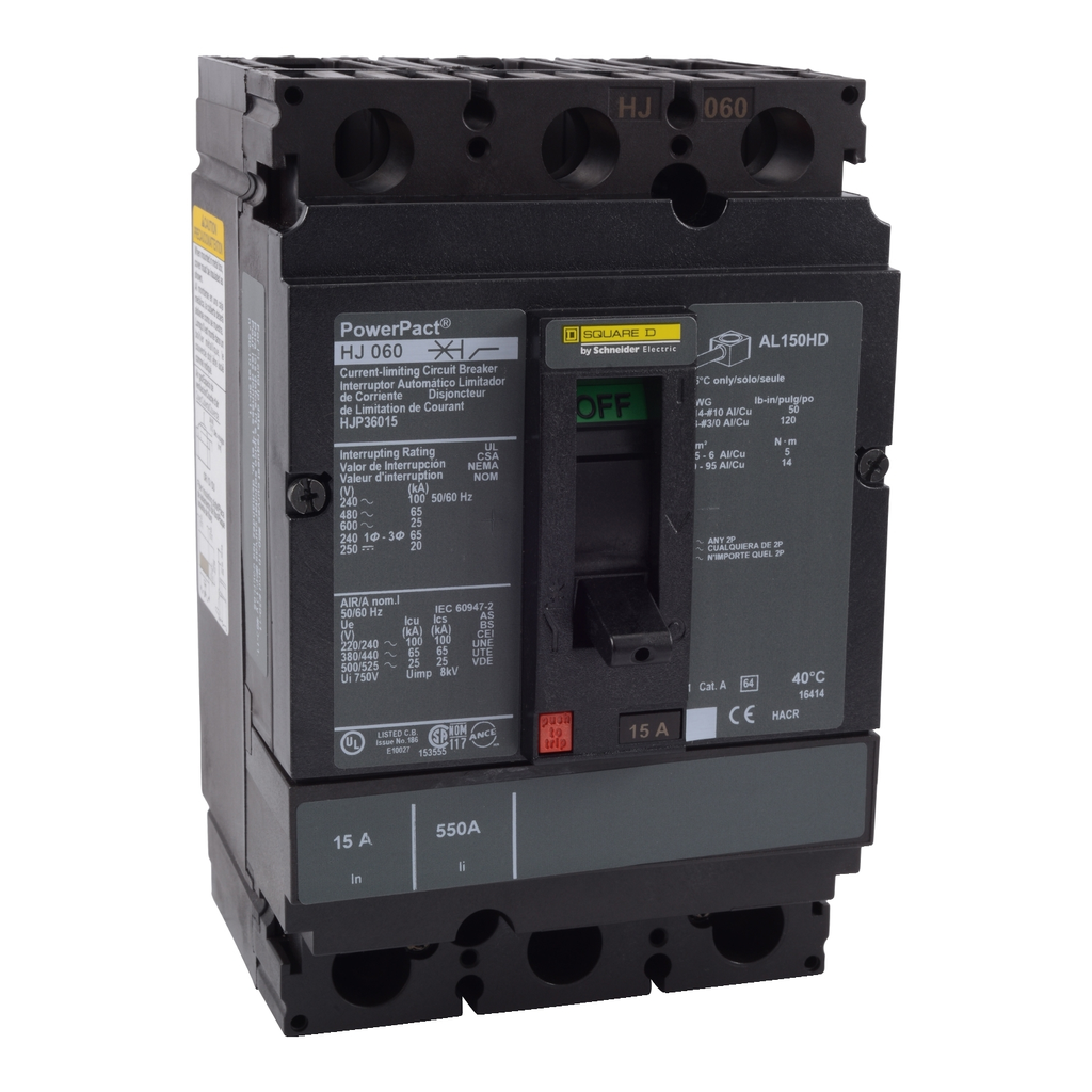 Mayer-DDS-Circuit breaker, PowerPacT H, 125A, 3 pole, 600VAC, 25kA, lugs, thermal magnetic, 80%-1