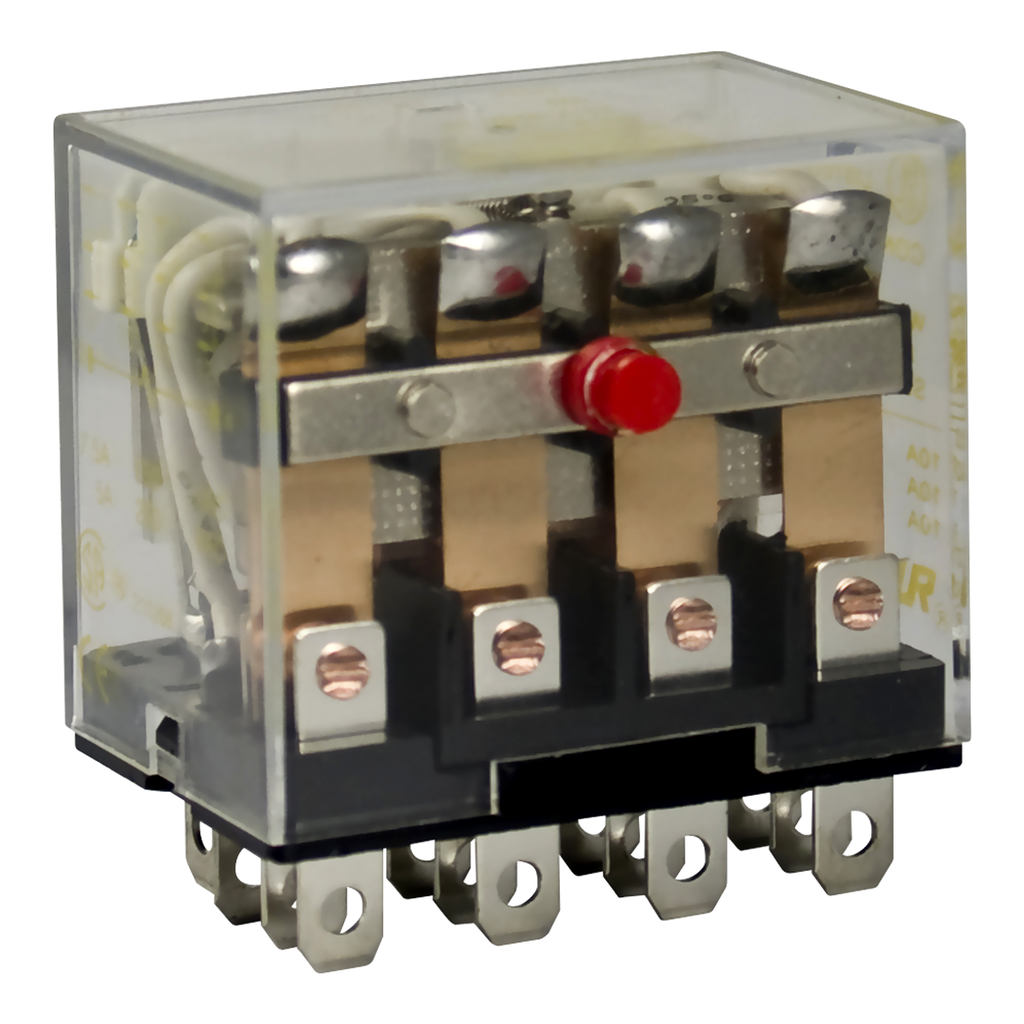 Mayer-DDS-Plug in relay, Type R, miniature, 1 HP at 277 VAC, 15A resistive at 120 VAC, 14 blade, 4PDT, 4 NO, 4 NC, 24 VAC coil-2