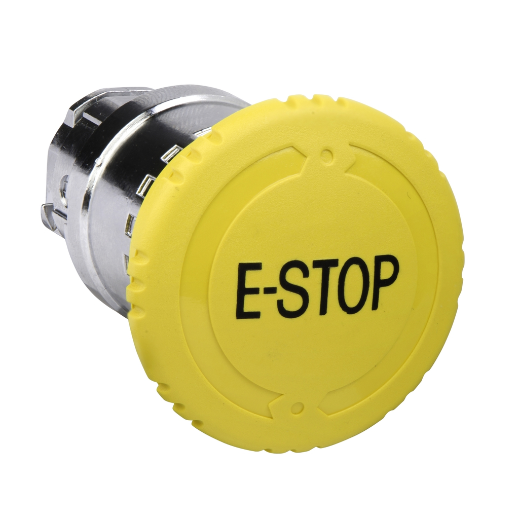 Mayer-DDS-Head for non illuminated push button, Harmony XB4, yellow mushroom Ø 40 mm pushbutton Ø22 mm with marking-1