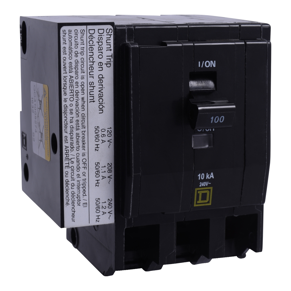 Mayer-DDS-Mini circuit breaker, QO, 100A, 3 pole, 120/240VAC, 10kA, plug in, AC shunt, ring-1