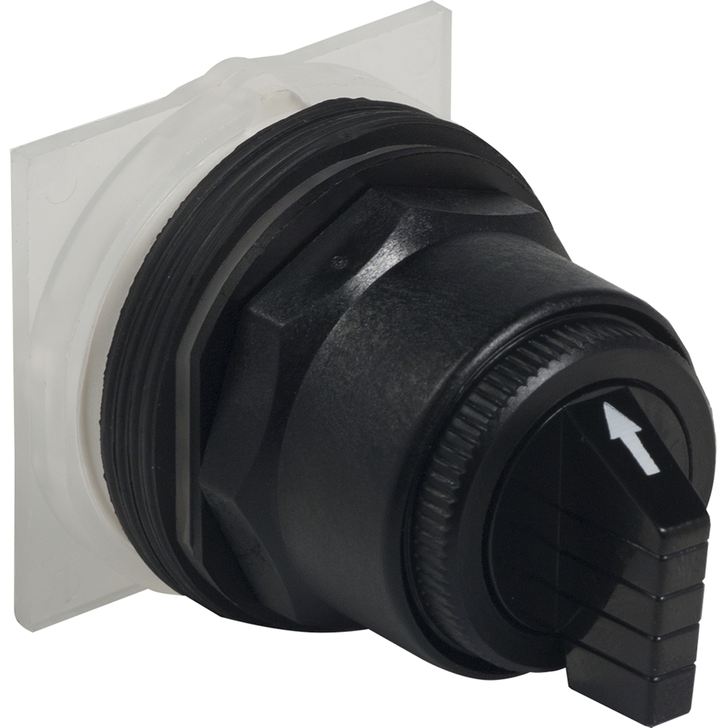 Mayer-DDS-Head for selector switch, Harmony 9001SK, plastic, standard handle, black, 30mm, 3 positions, return both sides to center, cam code 2-1