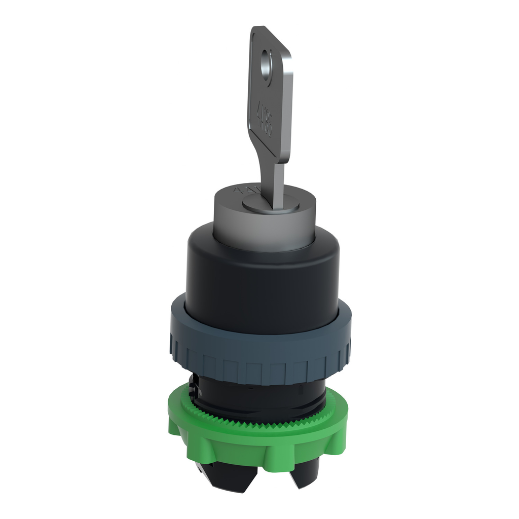 Mayer-DDS-Key switch selector head, Harmony XB5, plastic, black, 22mm, key 4A185, 3 positions, push turn to release-2