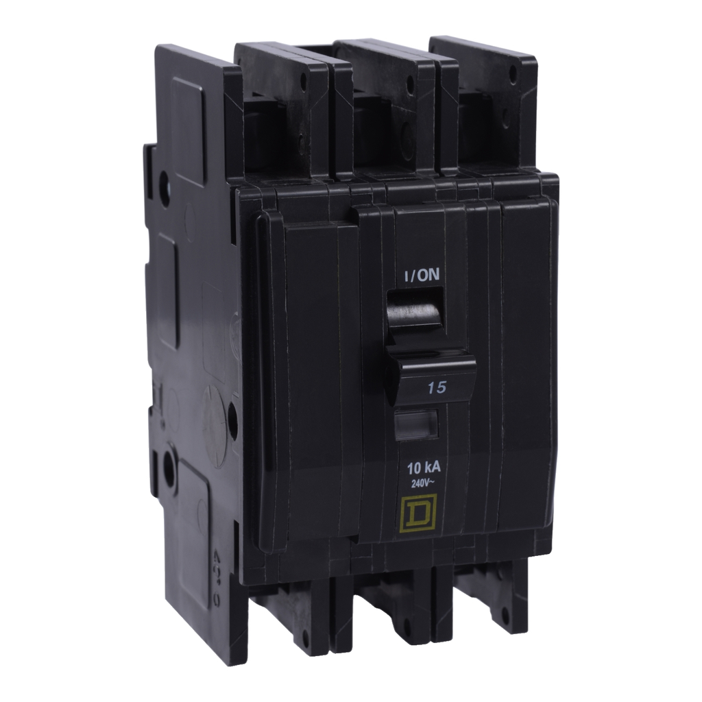 Mayer-DDS-Mini circuit breaker, QOU, 15A, 3 pole, 240 VAC, 10kA, field reversible lugs, ring terminal-1
