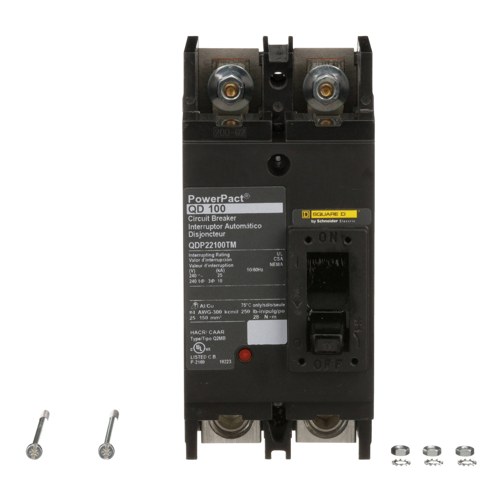 Mayer-DDS-Circuit breaker, PowerPacT Q, 100A, 2 pole, 240VAC, 25kA, lugs, thermal magnetic, 80%, bottom of panel-2