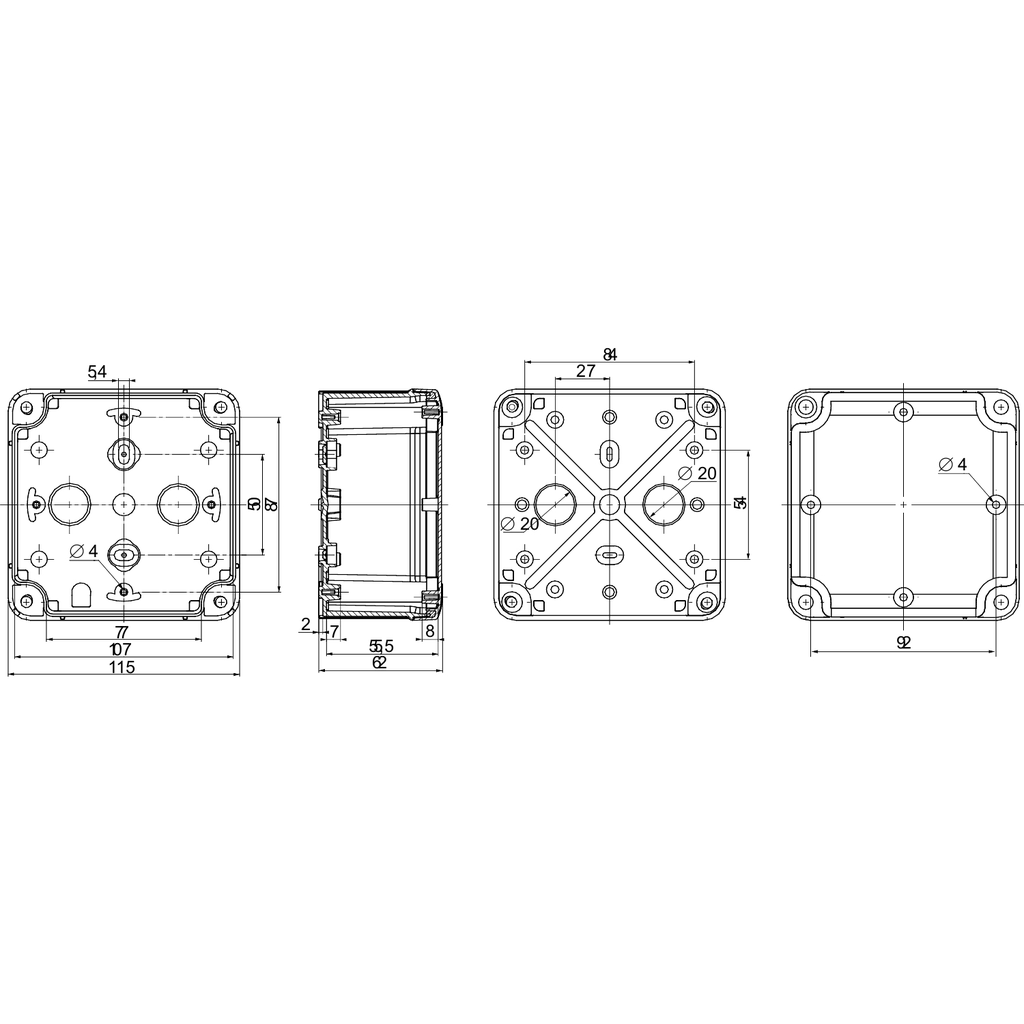 Mayer-DDS-PC box IP66 IK08 RAL7035 Int.H105W105D55 Ext.H116W116D62 opaque PC cover H10-2