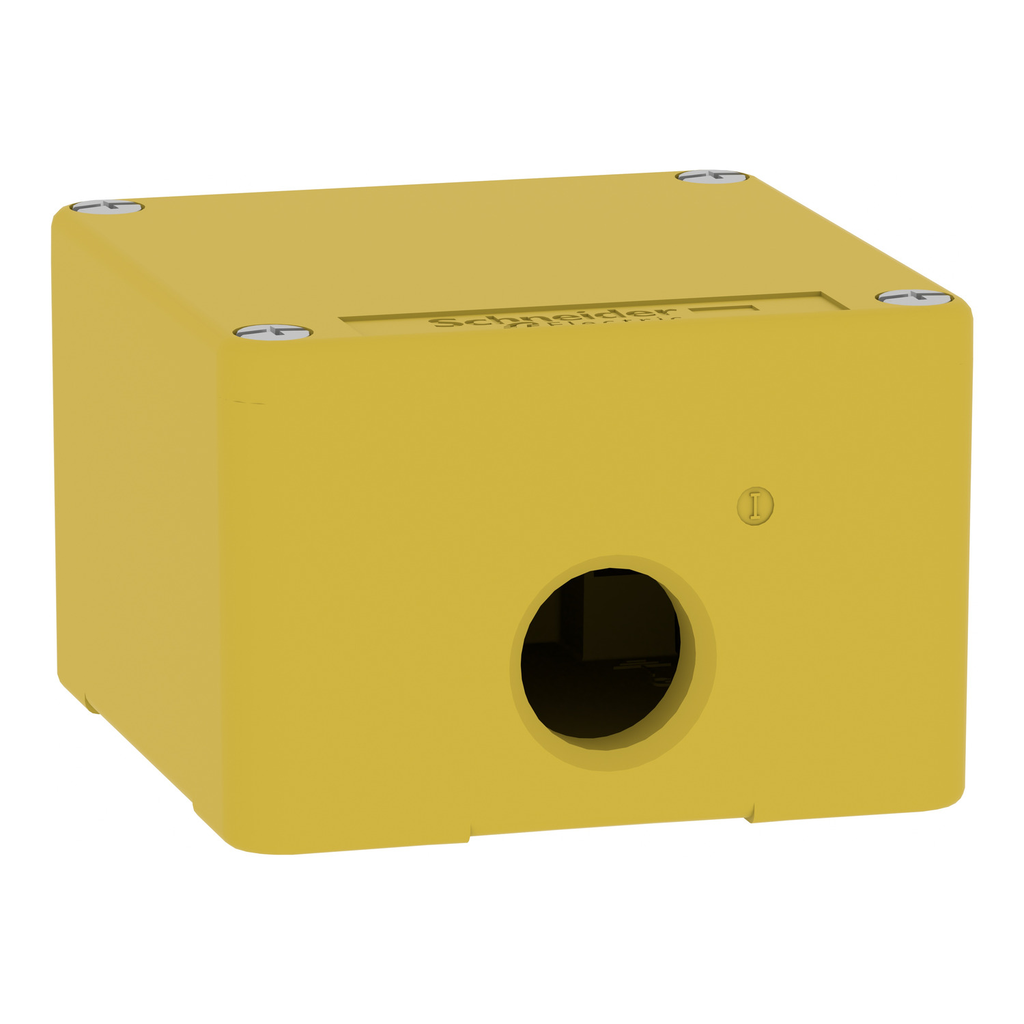 Mayer-DDS-Empty control station, Harmony XAP, XB2 SL, zinc alloy, yellow, M20, undrilled, 80x80x51,5mm, UL cULus-2