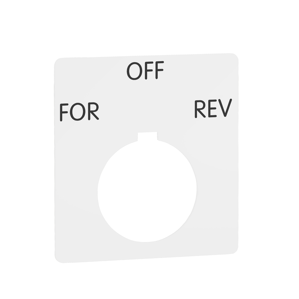 Mayer-DDS-Legend, Harmony 9001K, Harmony 9001SK, 30mm, plastic, white with black letters, 63,5mm square, marking FORWARD-OFF-REVERSE-1