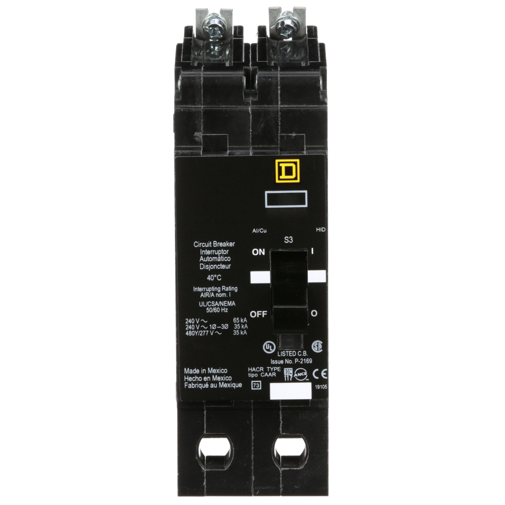Mayer-DDS-Mini circuit breaker, E-Frame, 100A, 2 pole, 480Y/277VAC, 65kA max, bolt on [TAA]-2