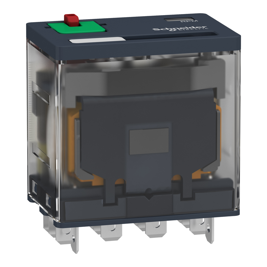 Mayer-DDS-plug-in relay, Harmony electromechanical relays, 15A, 4CO, with LED, lockable test button, 120V AC-2