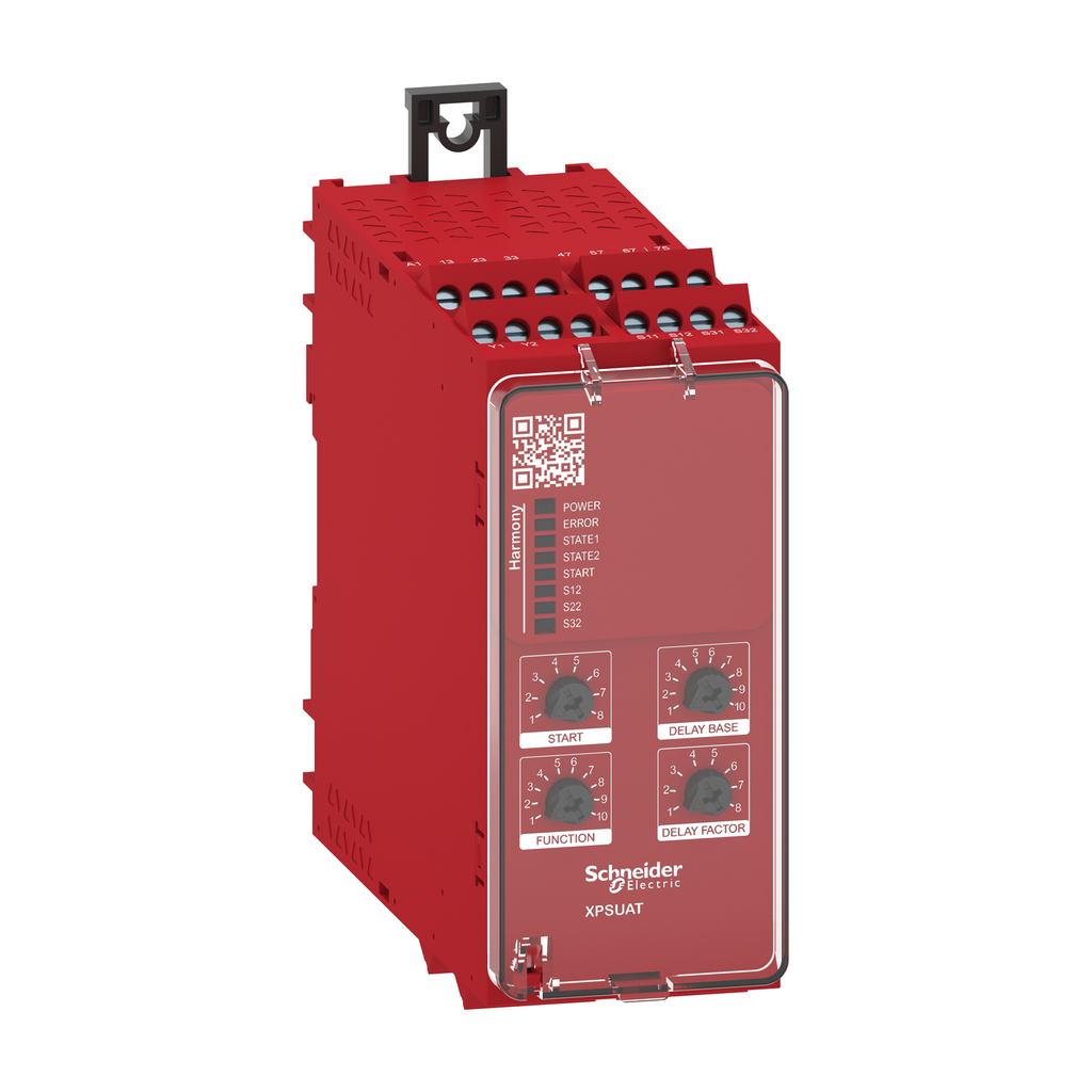 Mayer-DDS-safety module, Harmony XPSU, Cat4, features XPSUAK with delayed outputs, 24V AC or DC, screw-1