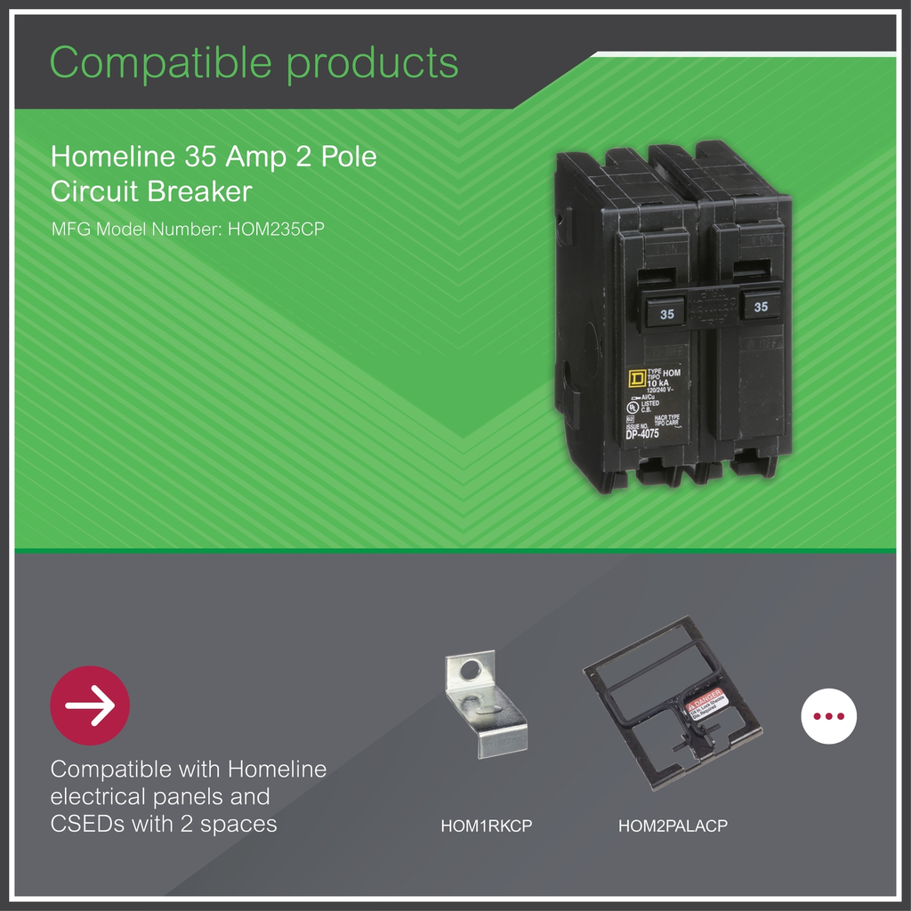 Mayer-DDS-Mini circuit breaker, Homeline, 35A, 2 pole, 120/240VAC, 10kA AIR, standard type, plug in, UL-2