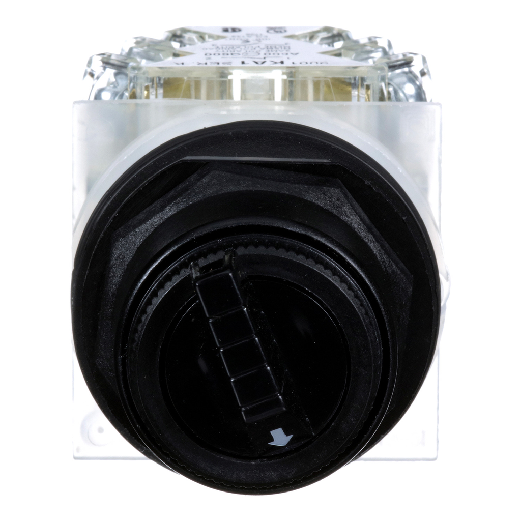 Mayer-DDS-30mm Push Button, Type SK, selector switch, 3 position, C cam, black knob, 1NO and 1NC-2