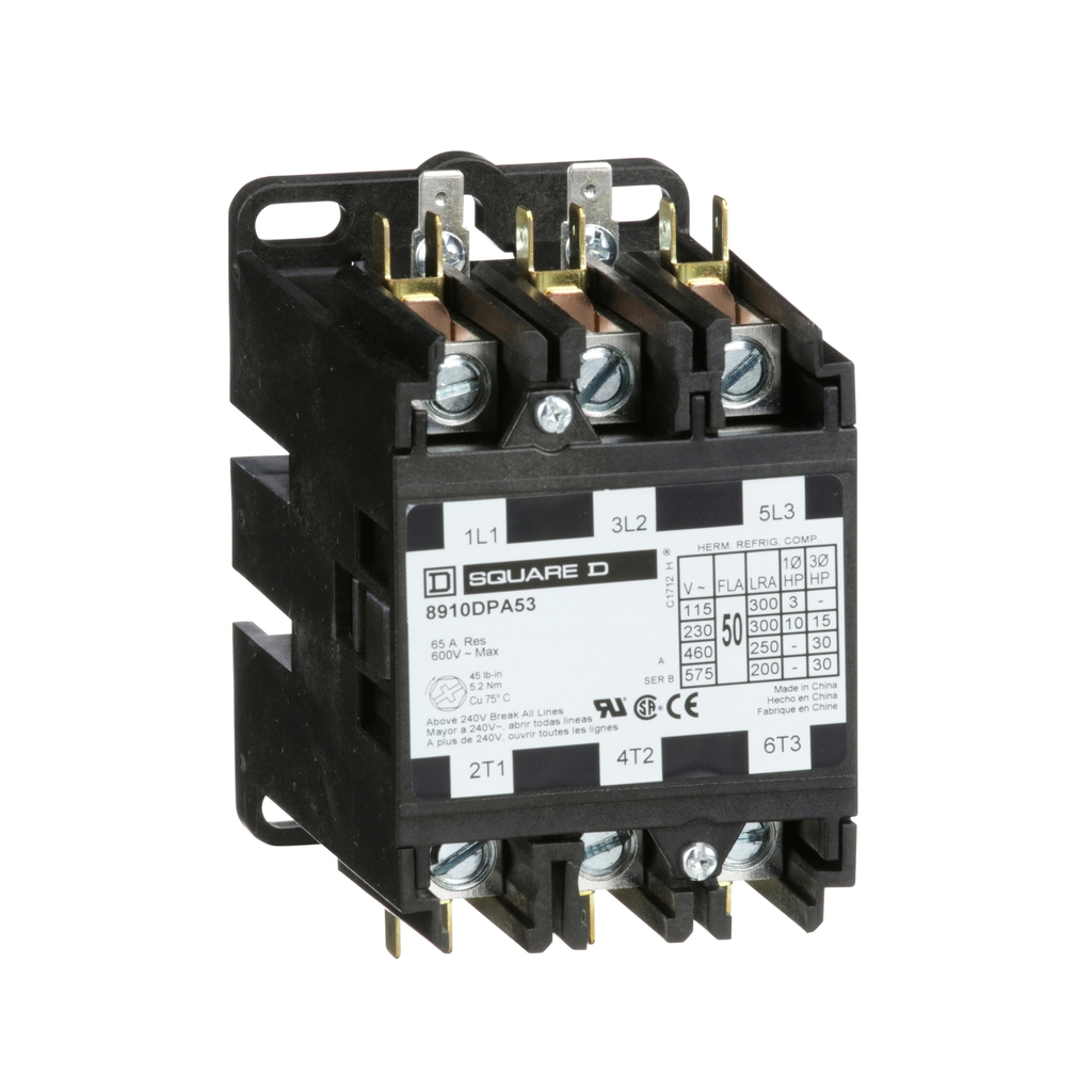 Mayer-DDS-Contactor, Definite Purpose, 50A, 3 pole, 30HP at 575VAC, 3 phase, 110/120VAC 50/60Hz coil, open-2