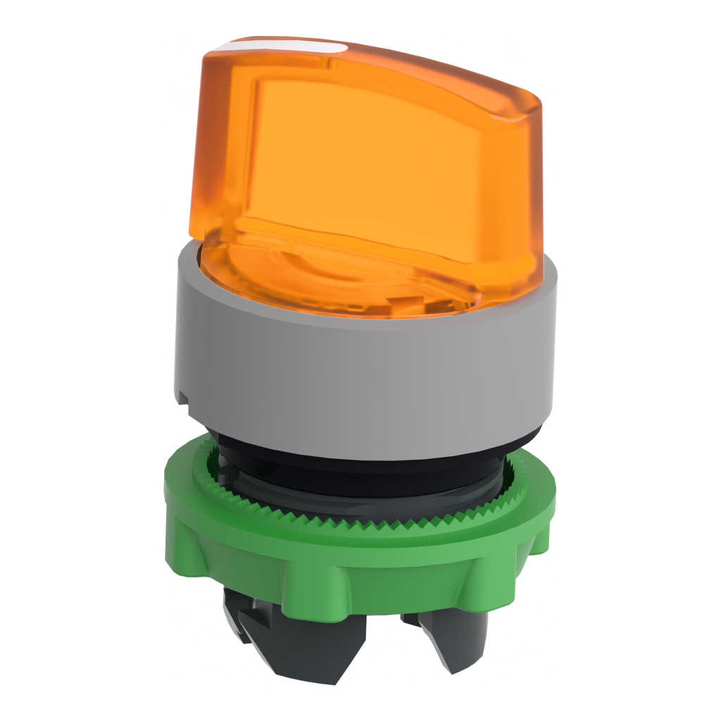 Mayer-DDS-Head for illuminated selector switch, Harmony XB5, grey bezel, orange handle, 22mm, universal LED, 2 positions-2
