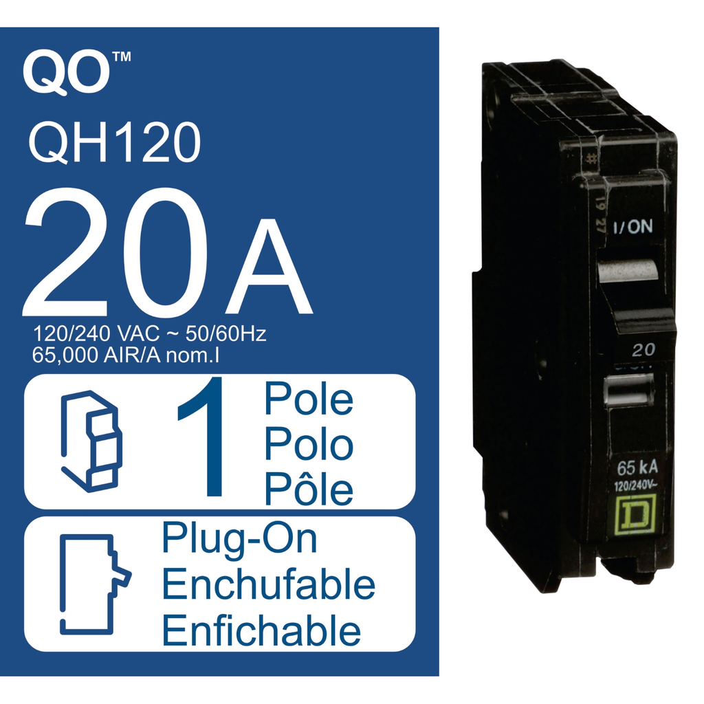 Mayer-DDS-Mini circuit breaker, QO, 20A, 1 pole, 120/240VAC, 65kA, plug in-2