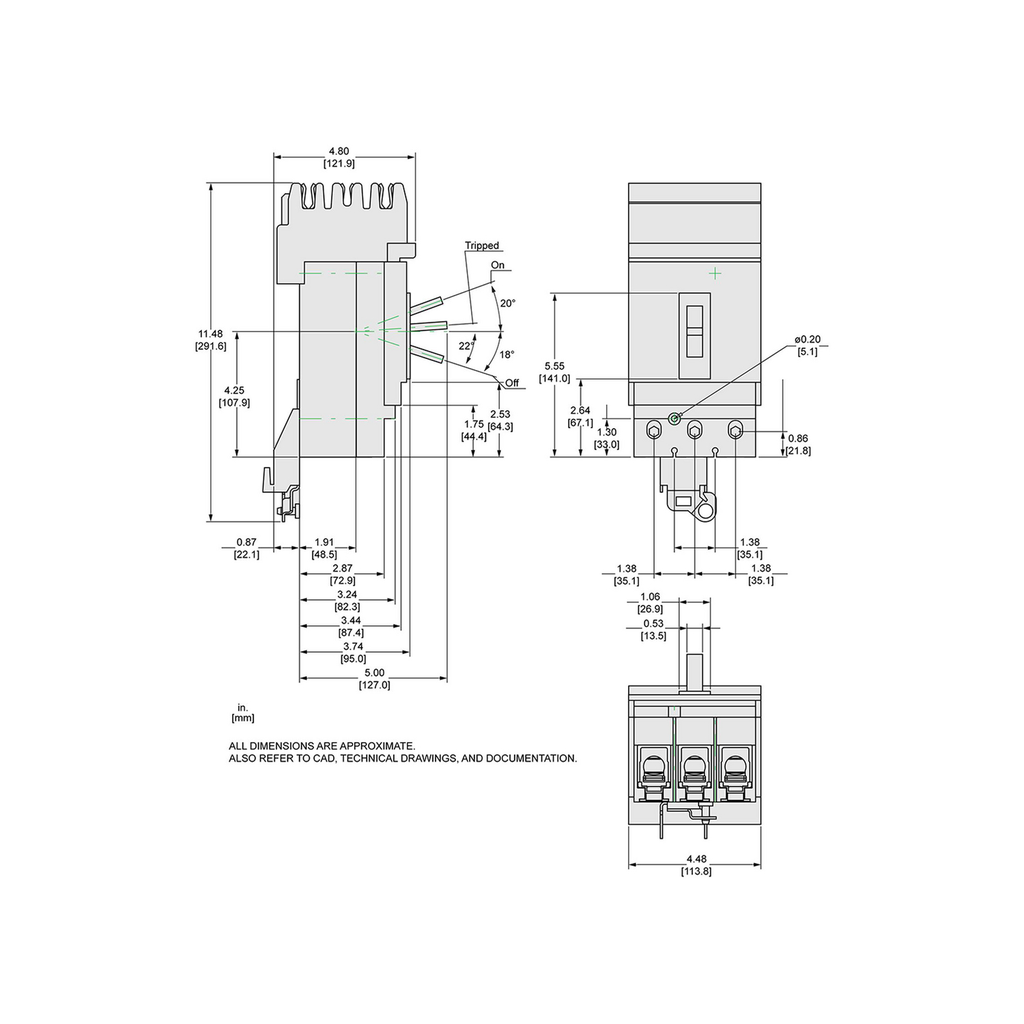 Mayer-DDS-Circuit breaker, PowerPacT J, 250A, 3 pole, 600VAC, 14kA, I-Line, Micrologic 3.2S, 80%, ABC-2