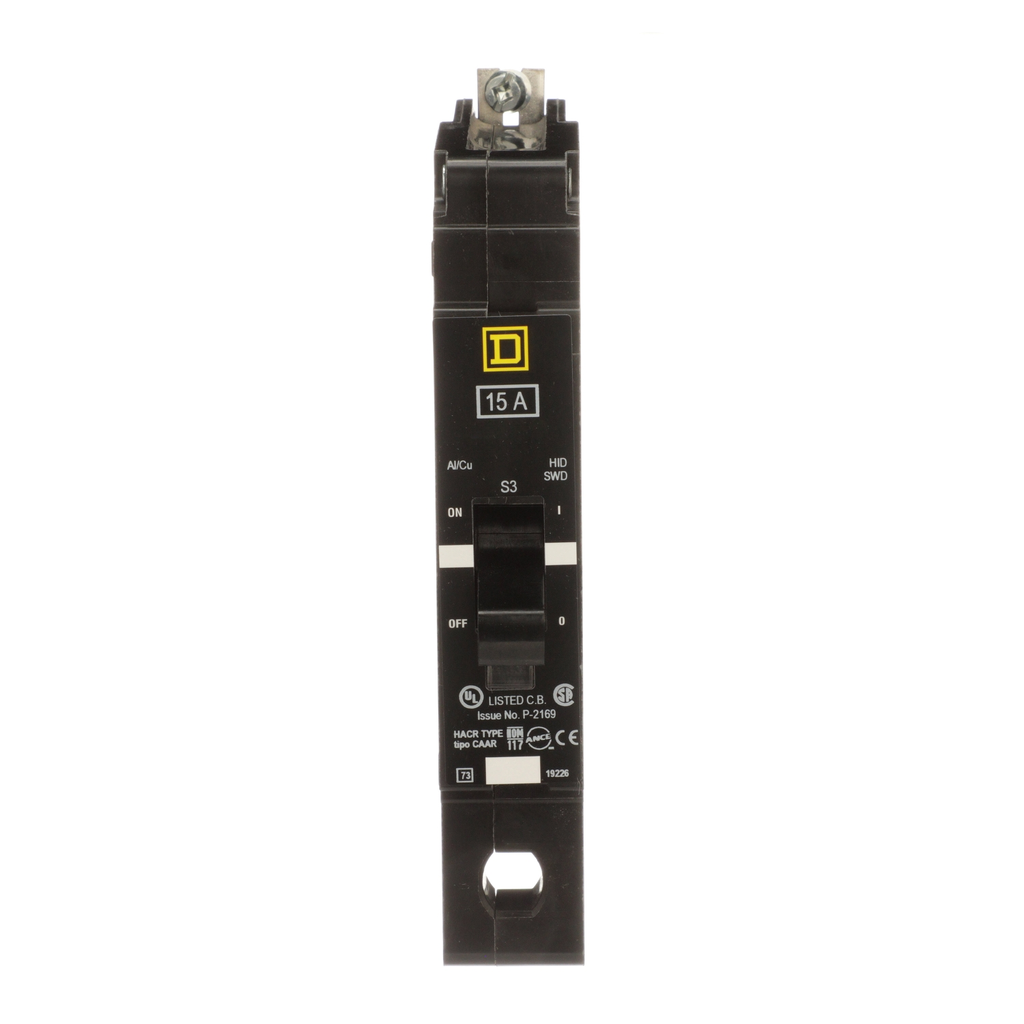 Mayer-DDS-Mini circuit breaker, E-Frame, 15A, 1 pole, 277VAC, 100kA max, bolt on [TAA]-2