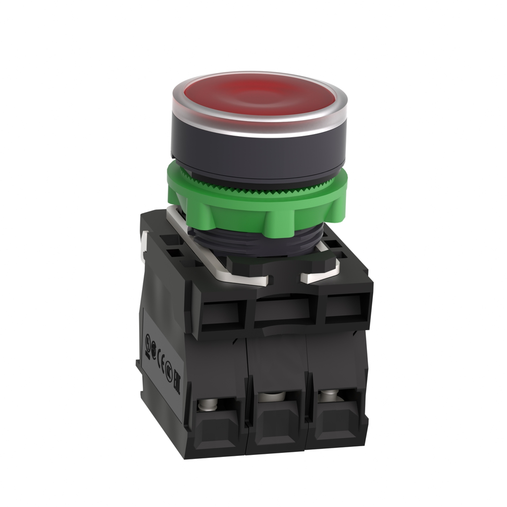 Mayer-DDS-Illuminated push button, Harmony XB5, plastic, red flush, 22mm, universal LED, plain lens, 1NO + 1NC, 110...120V AC-2