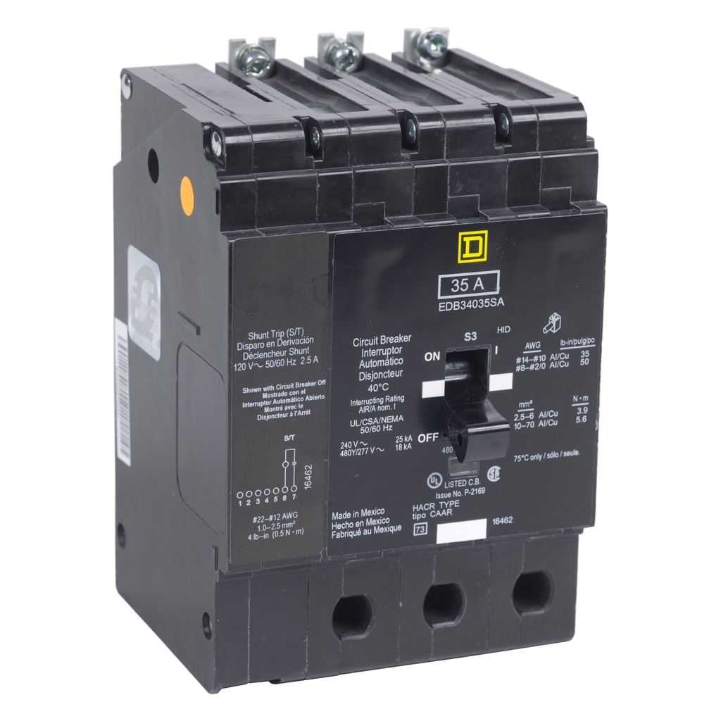 Mayer-DDS-Mini circuit breaker, E-Frame, 125A, 3 pole, 480Y/277VAC, 100kA max, bolt on, aux switch, alarm switch [TAA]-1