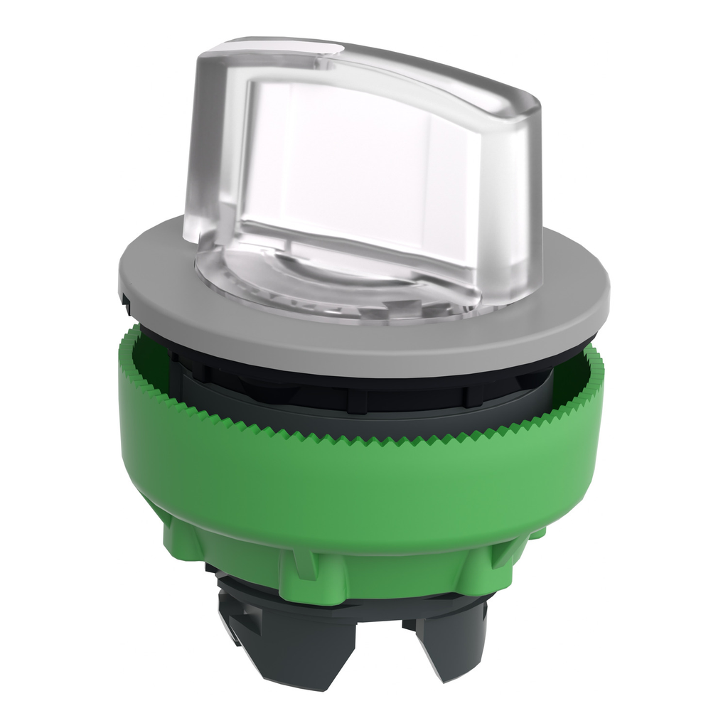 Mayer-DDS-Head for illuminated selector switch, Harmony XB5, grey bezel, white handle, flush mounted, 30mm, universal LED, 2 positions-2