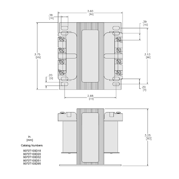 Mayer-DDS-Transformer, Type T, industrial control, 100VA, 1 phase, 208/230/460V primary, 115V secondary, 55C rise-2