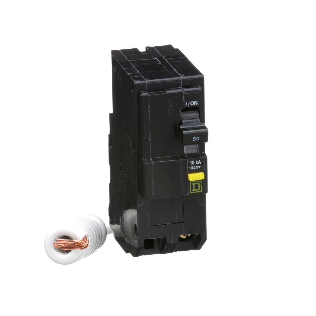 Mayer-DDS-Mini circuit breaker, QO, 50A, 2 pole, 120/240VAC, 10kA, plug in, 6mA grd fault A, pigtail [TAA]-2