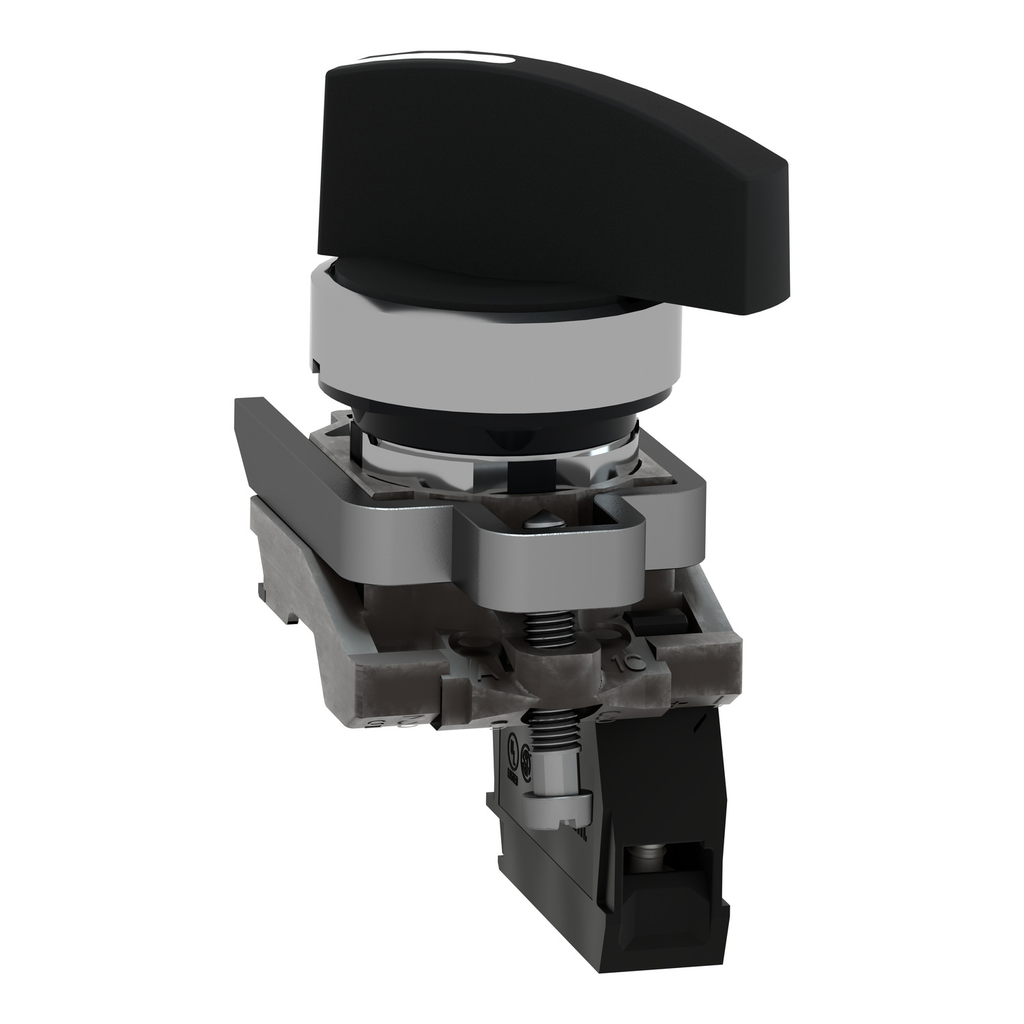 Mayer-DDS-Selector switch, Harmony XB4, black, 22mm, 3 positions, stay put, 2NO-2