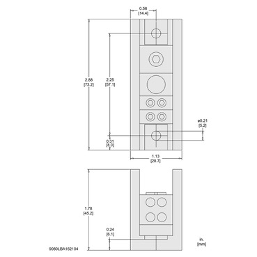 Mayer-DDS-Power distribution block, Linergy, 1 pole, 1 line, 4 load, 175A Cu, 135A Al, 600V-2