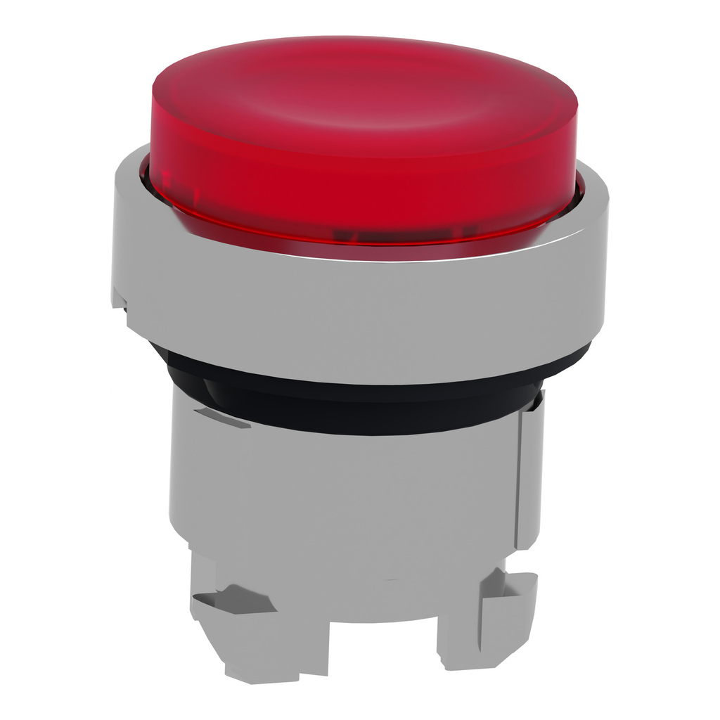 Mayer-DDS-Head for illuminated push button, Harmony XB4, metal, red projecting, 22mm, push push, universal LED, unmarked-2