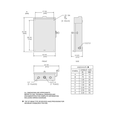 Mayer-DDS-Safety switch, double throw, non fusible, 3 pole, 3 wire, 480VAC, 250VDC, 200A, Type 3R, bolt on hub prov-2