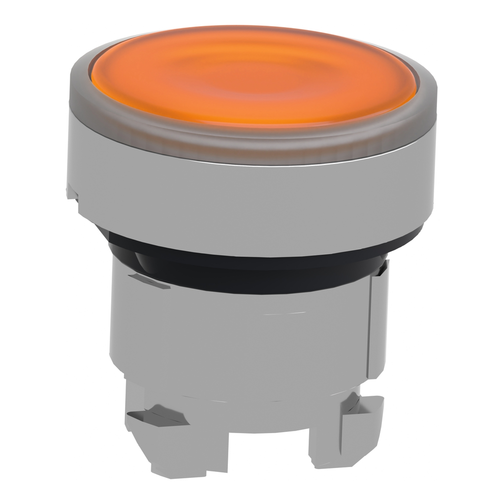 Mayer-DDS-Head for illuminated push button, Harmony XB4, metal, orange flush, 22mm, universal LED, for insertion legend-2