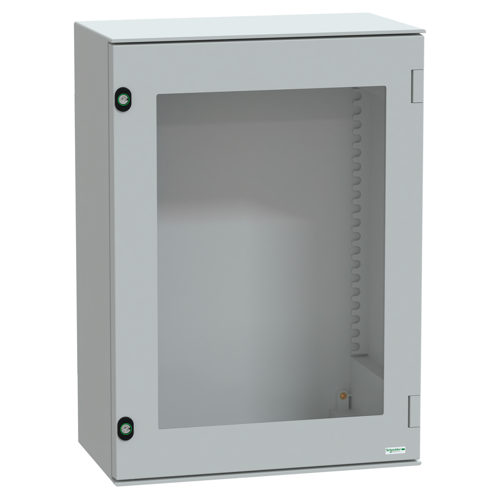 Mayer-DDS-Wall mounted polyester enclosure, PanelSeT PLM, glazed door, 747x536x300mm, IP66, IK08, RAL 7035-1