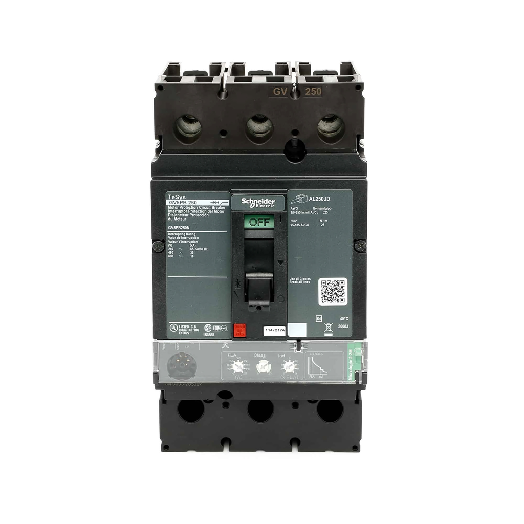 Mayer-DDS-Motor circuit breaker, Tesys GV5, 250A, 3 pole, 600VAC, 18kA, lugs, thermal magnetic, 80%-2