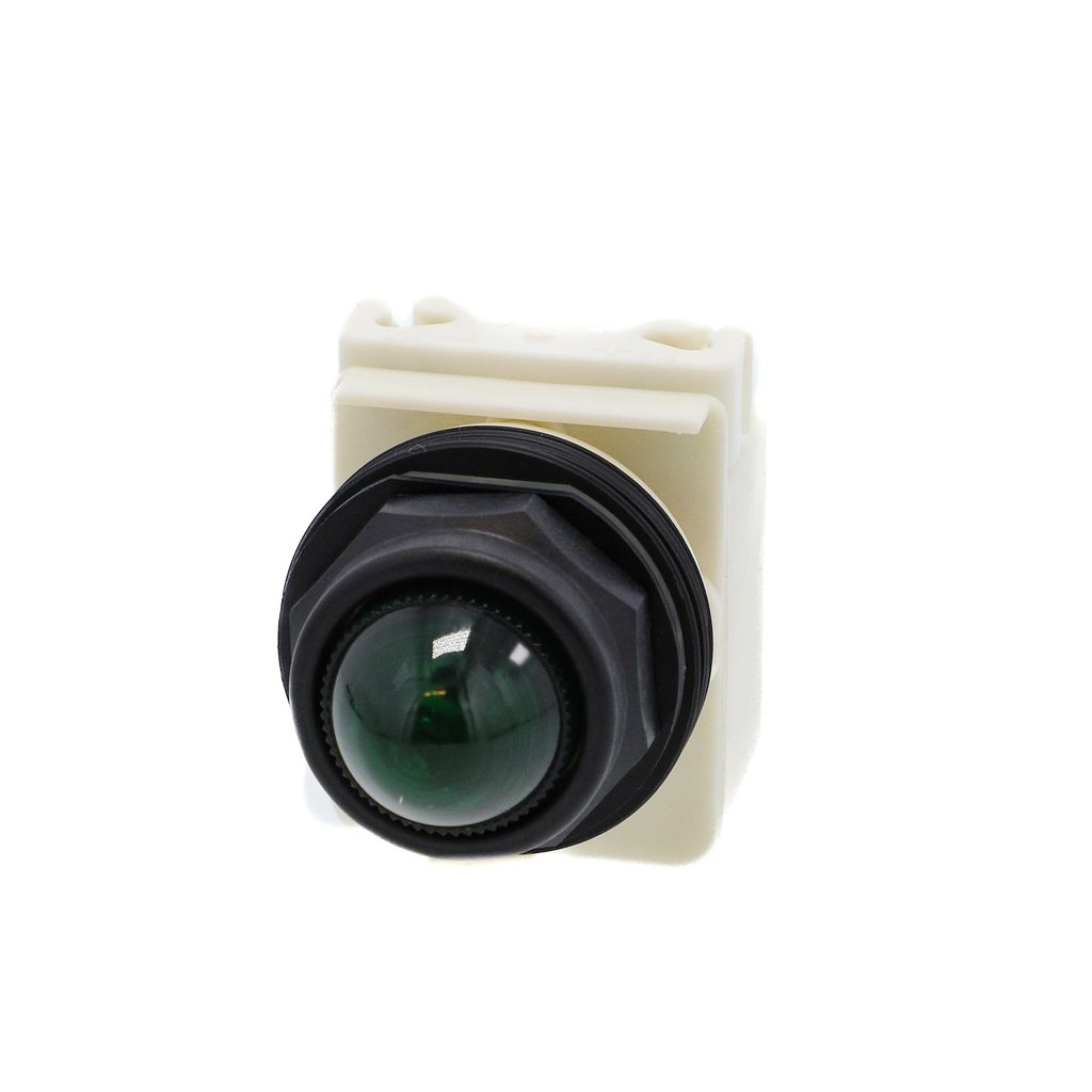 Mayer-DDS-Pilot light, Harmony 9001SK, plastic, polycarbonate, domed, green, 30mm, 12-14V-2