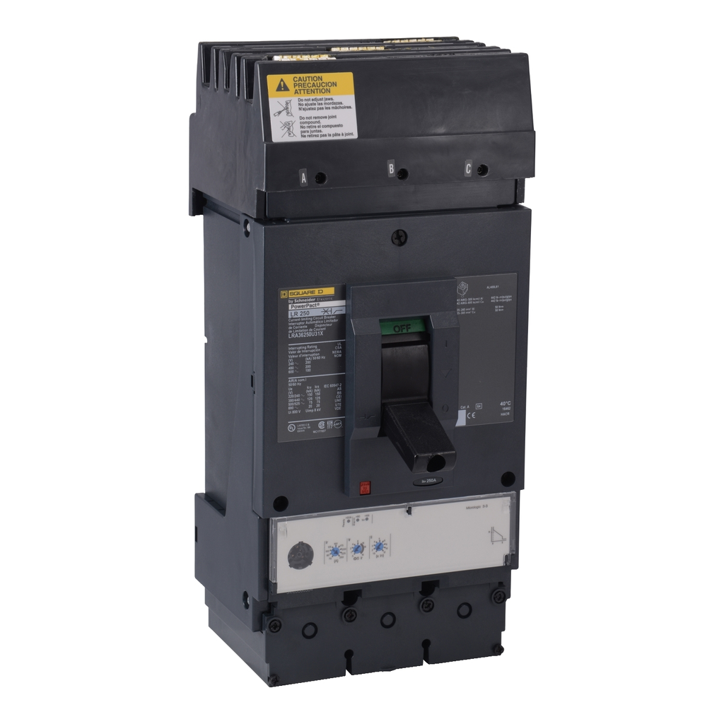 Mayer-DDS-Circuit breaker, PowerPacT L, 400A, 3 pole, 600VAC, 100kA, I-Line, MicroLogic 3.3, 80%, ABC-1