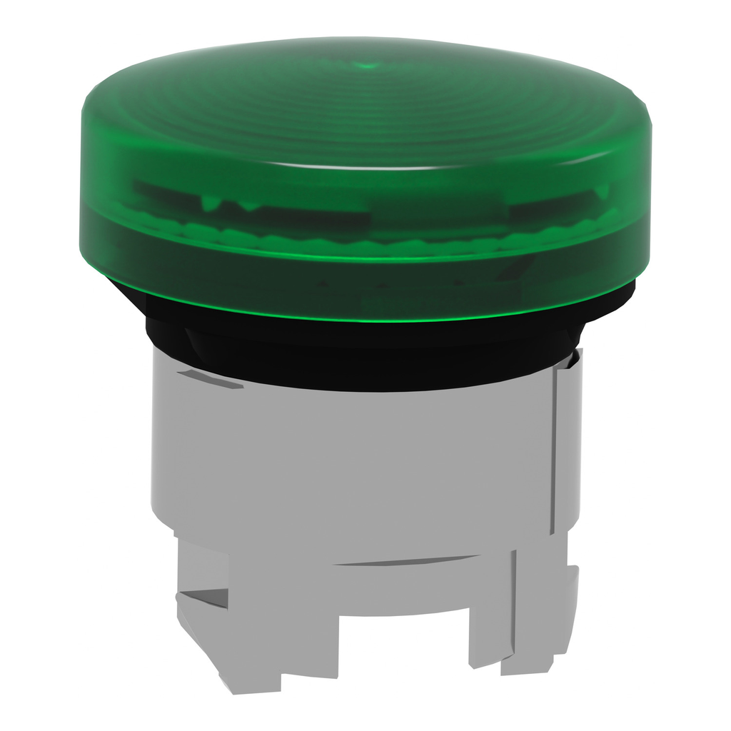 Mayer-DDS-Head for pilot light, Harmony XB4, metal, green, 22mm, universal LED, grooved lens-2