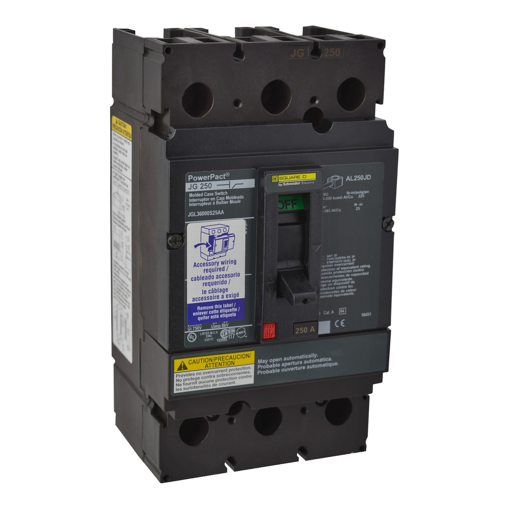 Mayer-DDS-Automatic switch, PowerPacT J, 250A, 3 pole, 600VAC, 18kA, lugs, magnetic, aux-1