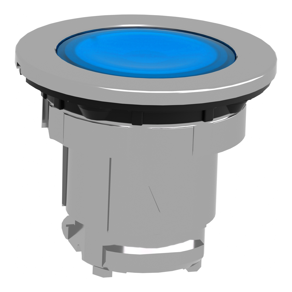 Mayer-DDS-Head for illuminated push button, Harmony XB4, metal, blue flush mounted, 30mm, universal LED, unmarked-2