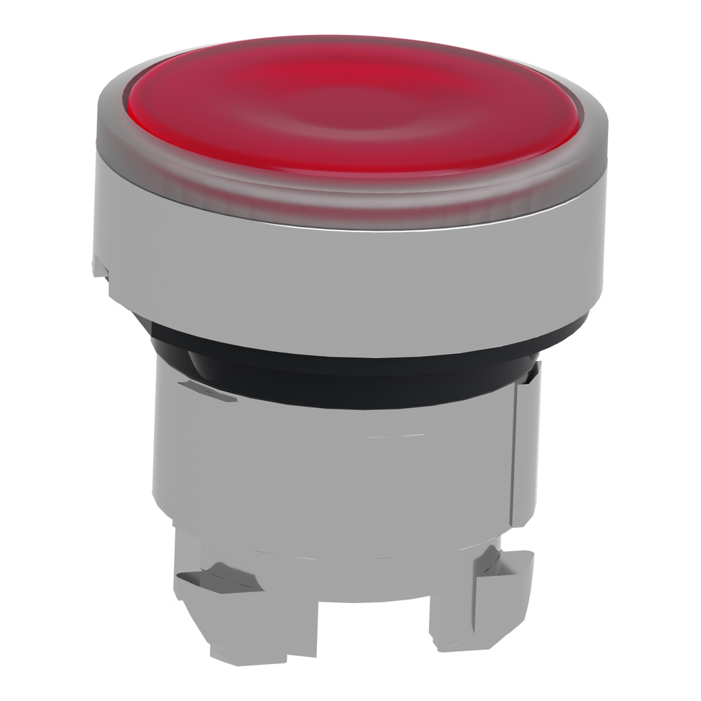Mayer-DDS-Head for illuminated push button, Harmony XB4, metal, red flush, 22mm, universal LED, spring return, for insertion legend-2