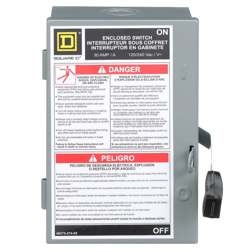 Mayer-DDS-Safety switch, light duty, fusible, 2 pole, 3 wire, 240VAC, 30A, Type 1, with neutral-2