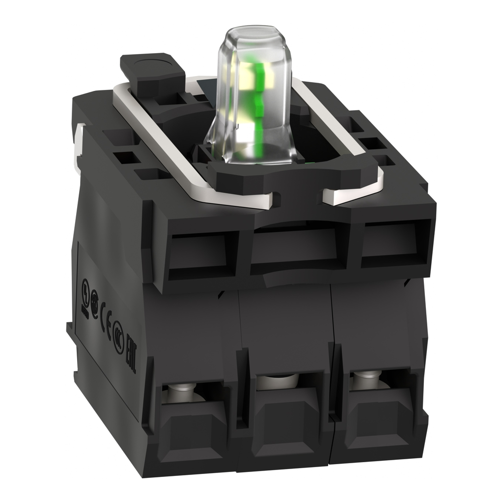 Mayer-DDS-Complete body contact assembly and light block, Harmony XB5, XB4, with body fixing collar, universal LED, 110...120V, 1NO + 1NC-2