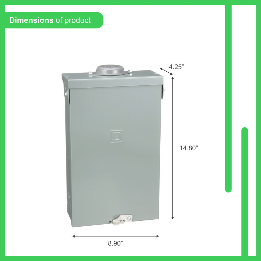 Mayer-DDS-Load center, Homeline, 1 phase, 4 spaces, 8 circuits, 125A fixed main lugs, NEMA3R, gnd bar-2