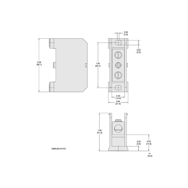 Mayer-DDS-Power distribution block, Linergy, 1 pole, 1 line, 1 load, 115A Cu, 90A Al, 600V-2