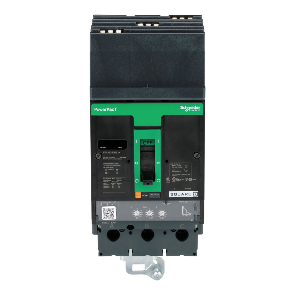 Mayer-DDS-Circuit breaker, PowerPacT J, 250A, 3 pole, 600VAC, 18kA, I-Line, Micrologic 3.2S, 80%, ABC-2