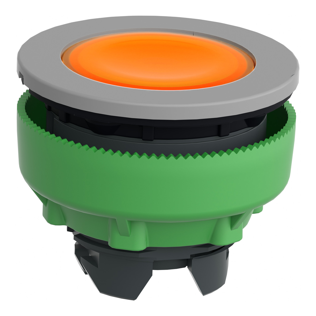 Mayer-DDS-Head for pilot light, Harmony XB5, grey bezel, orange flush mounted, 30mm, universal LED, plain lens-2