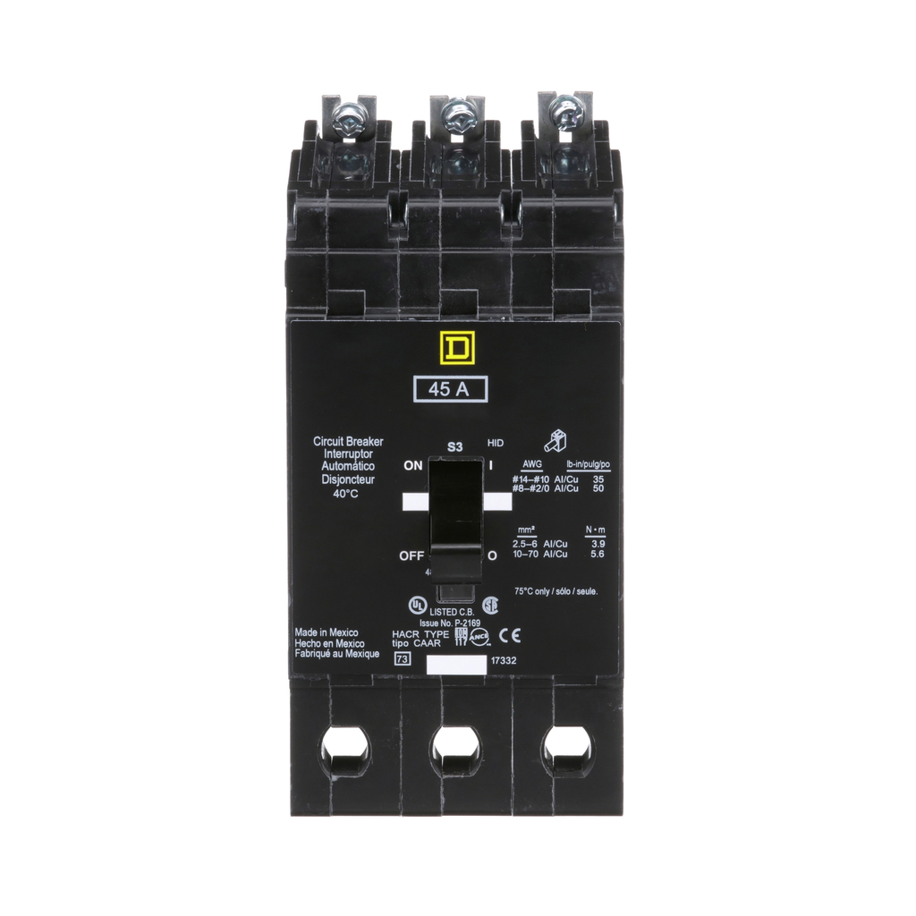 Mayer-DDS-Mini circuit breaker, E-Frame, 45A, 3 pole, 480Y/277VAC, 100kA max, bolt on [TAA]-2