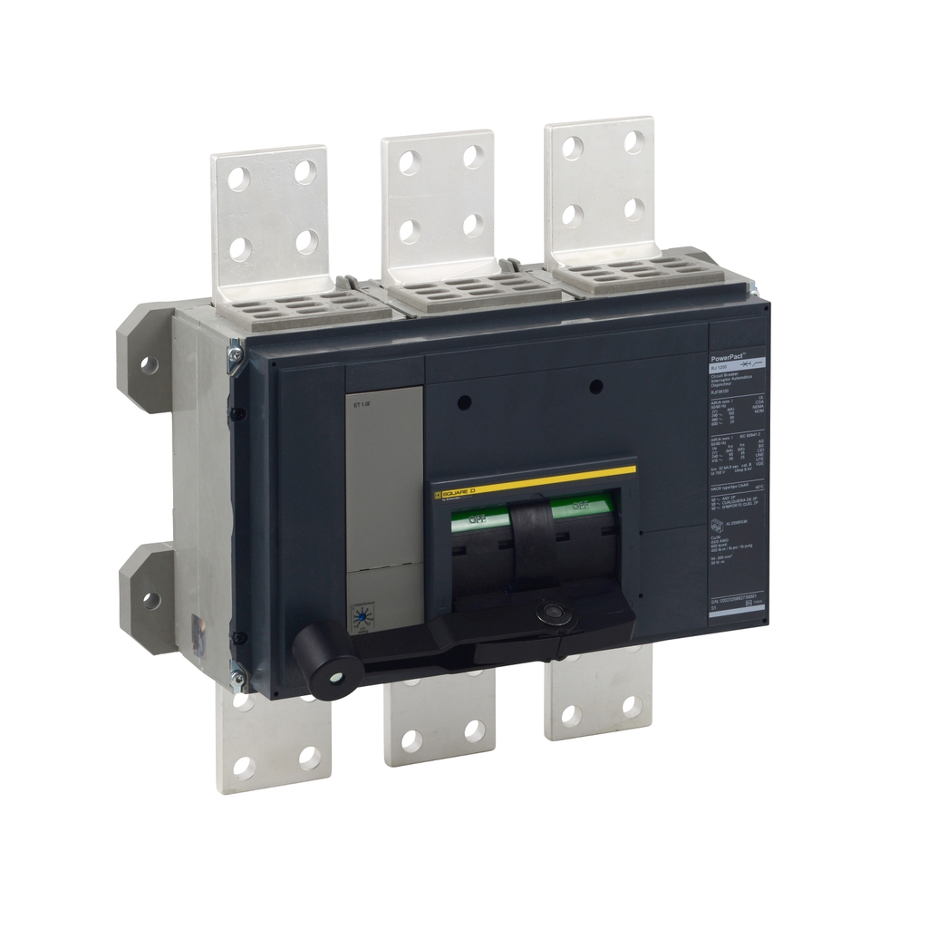 Mayer-DDS-Circuit breaker, PowerPacT R, 1600A, 3 pole, 600VAC, 25kA, busbar, ET 1.0I, 80%-2