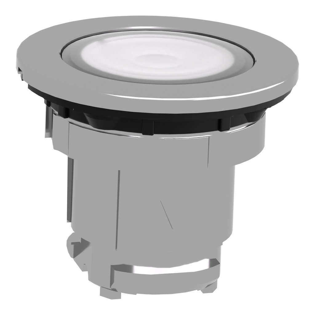 Mayer-DDS-Head for illuminated push button, Harmony XB4, metal, white flush mounted, 30mm, universal LED, unmarked-2