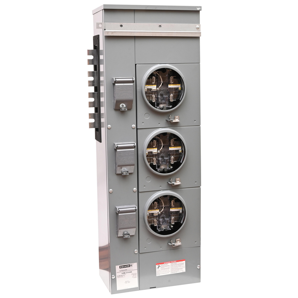 Mayer-DDS-Branch unit, EZ Meter-Pak, 125A, 3 x 5 jaw sockets, 208Y/120VAC, lever bypass, ringless, 1200A Al/Cu busbar-1